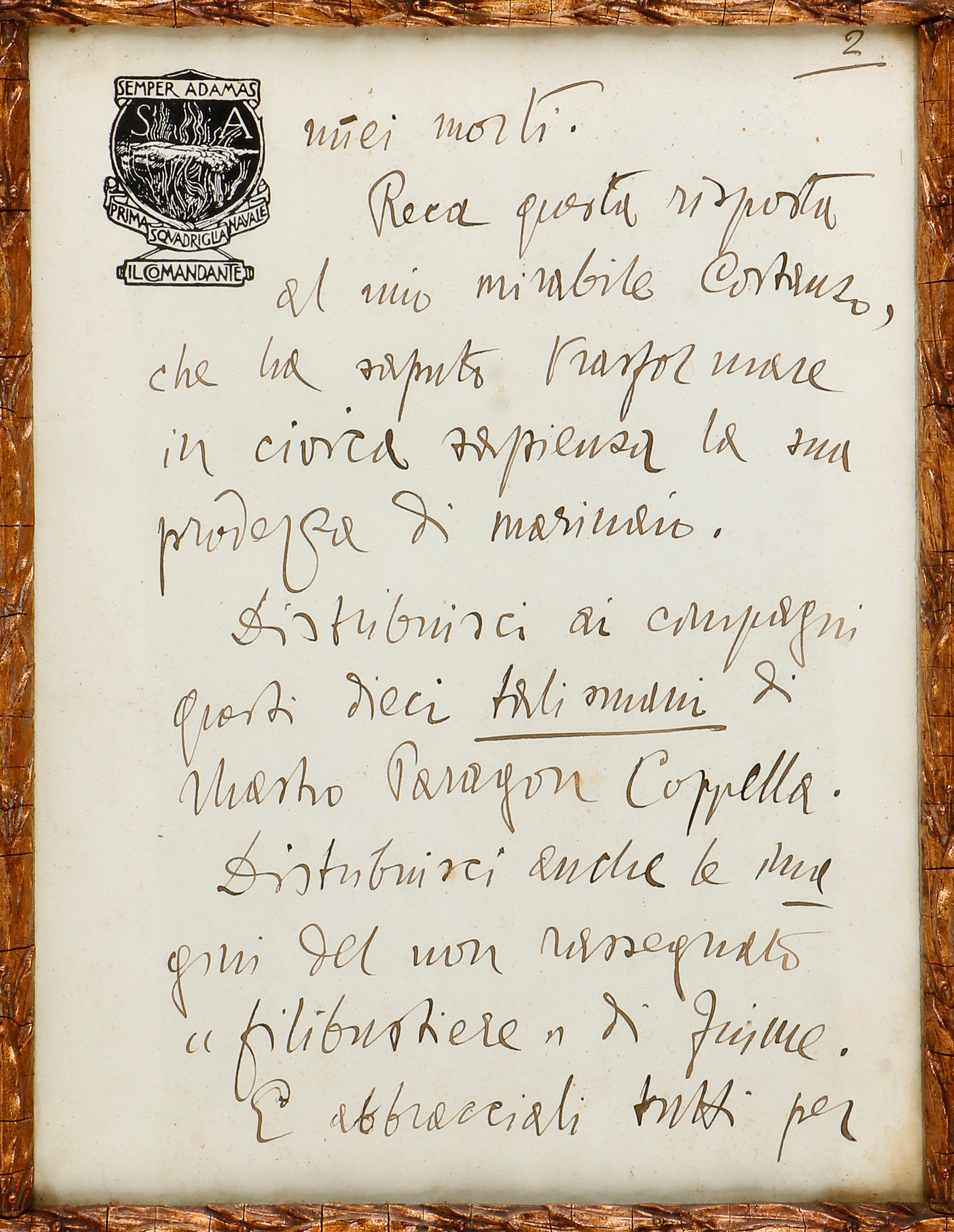 D'Annunzio Gabriele (1863-1938), lettera autografa