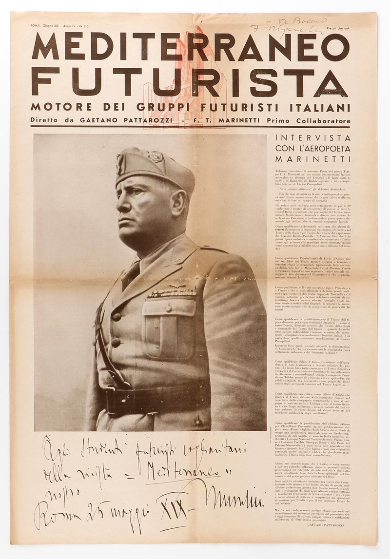 Marinetti F.t. - Mediterraneo Futurista - Autografo
