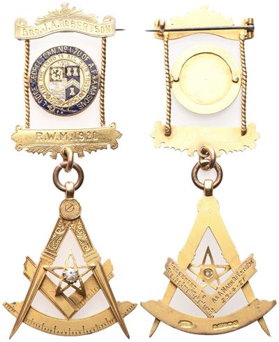Medaglia "lodge Georgetown" N° 1170 Of A. F. & A. Masons, "in The Lord Is All Our Trust", Bro J. ...