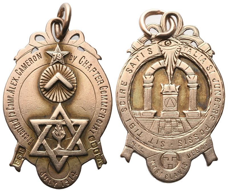 Medaglia "talia Si Jungere Possis, Sit Tibi Scire Satis" - "nil Nisi Clavis Deest", 1914, Au (23,...