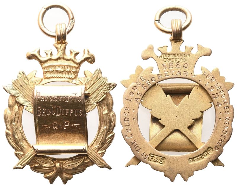 Medaglia "presented To Bro. G. Duffus" C. P., 1924, Au (25,8 X 36 MM)