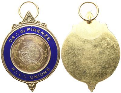 Medaglia R. L. "unione" - Or. di Firenze, Au e Smalti (42 X 56 MM)