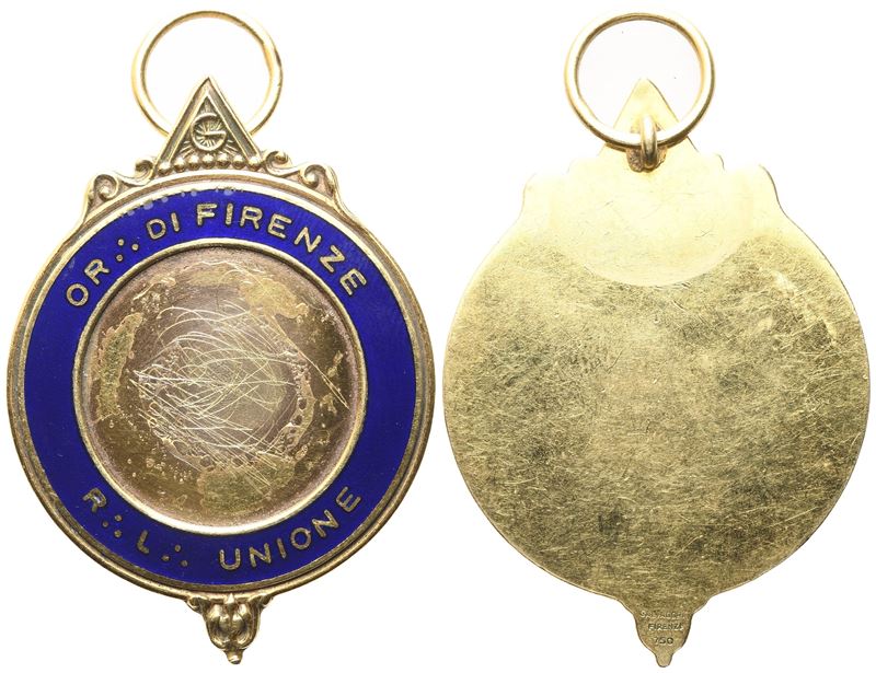 Medaglia R. L. "unione" - Or. di Firenze, Au e Smalti (42 X 56 MM)