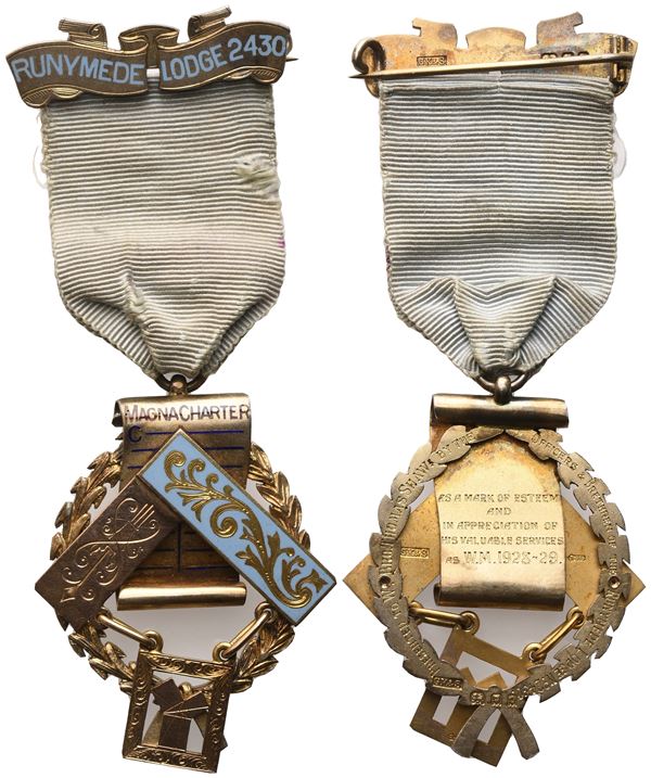 Medaglia "Magna Charter" - Runymede Lodge 2430, AU E Smalto (41,8 x 101 mm)