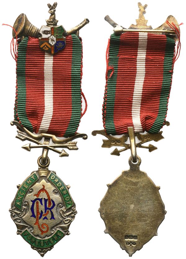 Medaglia Ancient Order Of Foresters, 1947, AG E Smalti (26,5 x 97 mm)