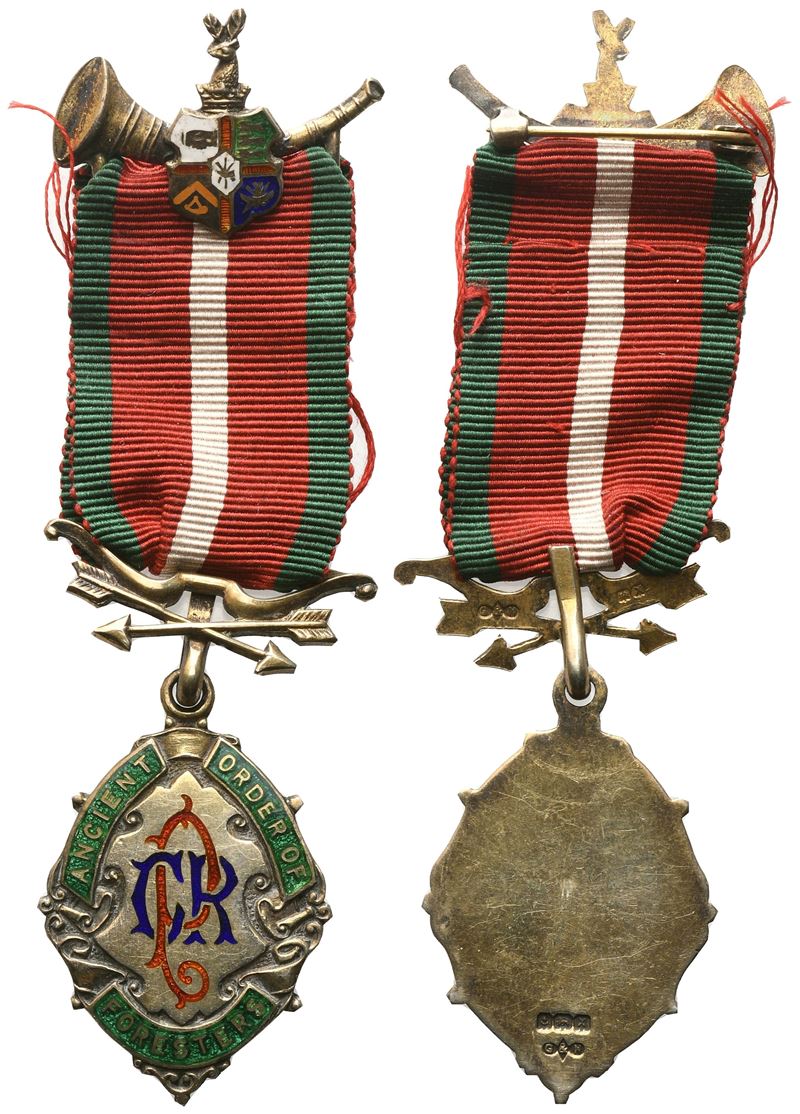 Medaglia Ancient Order Of Foresters, 1947, Ag e Smalti (26,5 X 97 MM)