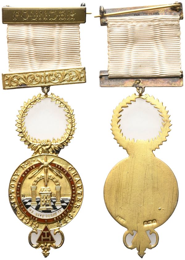 Medaglia Victory R. A. Chapter 449 - 1919, "Talia Si Jungere Possis Sit Tibi Scire Satis", "We Have Found It", Founder, AG E Smalti (32,7 x 111 mm)
