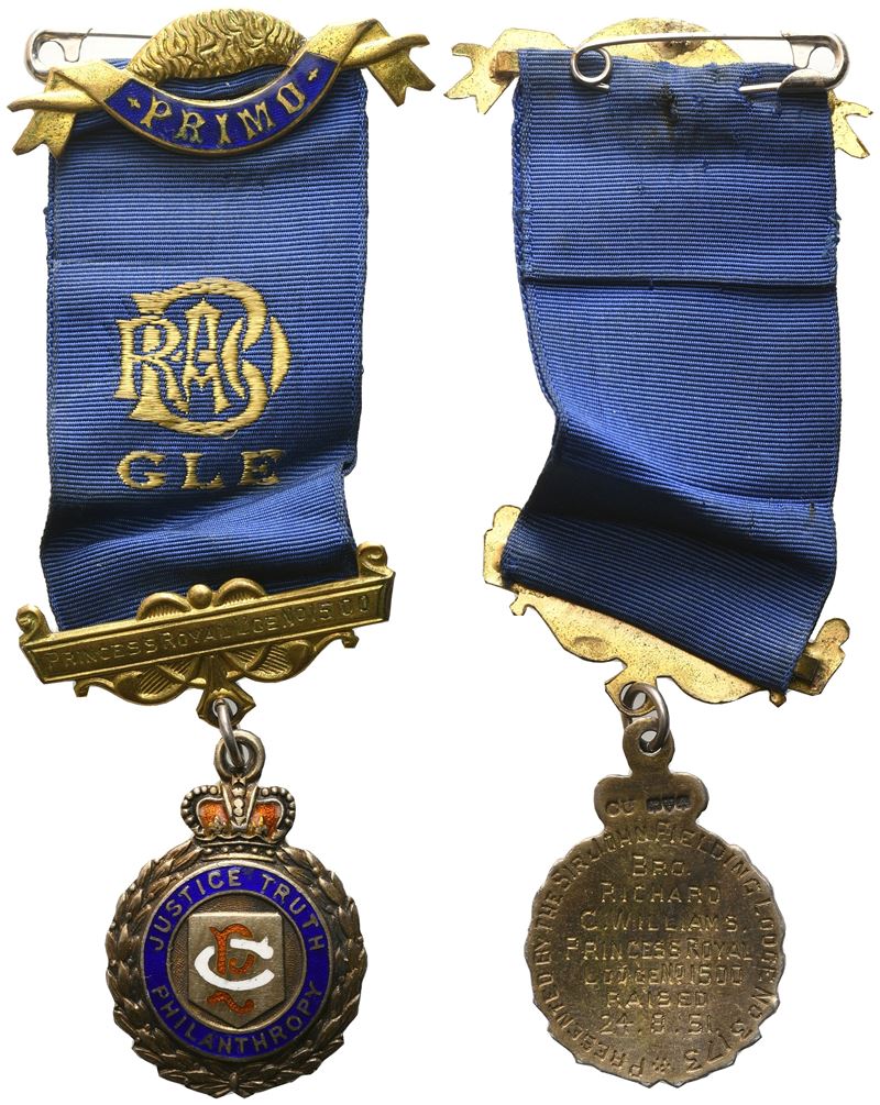 Medaglia "justice Truth Philanthropy", Primo, G L E, Princess Royal L'ge N° 1500, 1951, Ag e Smal...