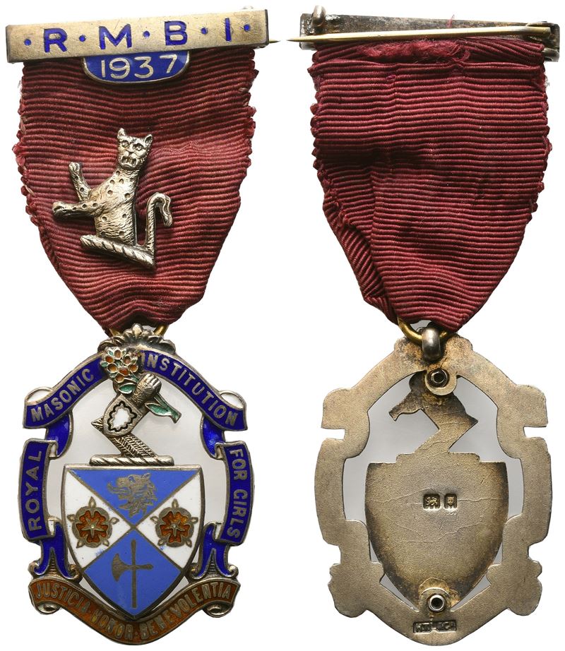 Medaglia Royal Masonic Institution For Girls, "justicia Honor Benevolentia", R. M. B. I. - 1937, ...