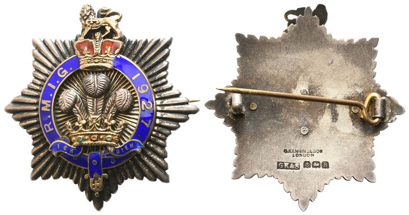 Spilla R. M. I. G. - 1927, "ich Diem", 1927, Ag e Smalti (44 MM)