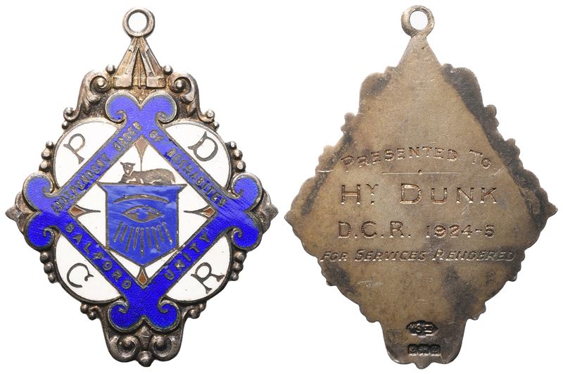 Medaglia Independent Order Of Rechabites, Salford Unity, Pdrc, Ag e Smalti (38,9 X 50,8 MM)