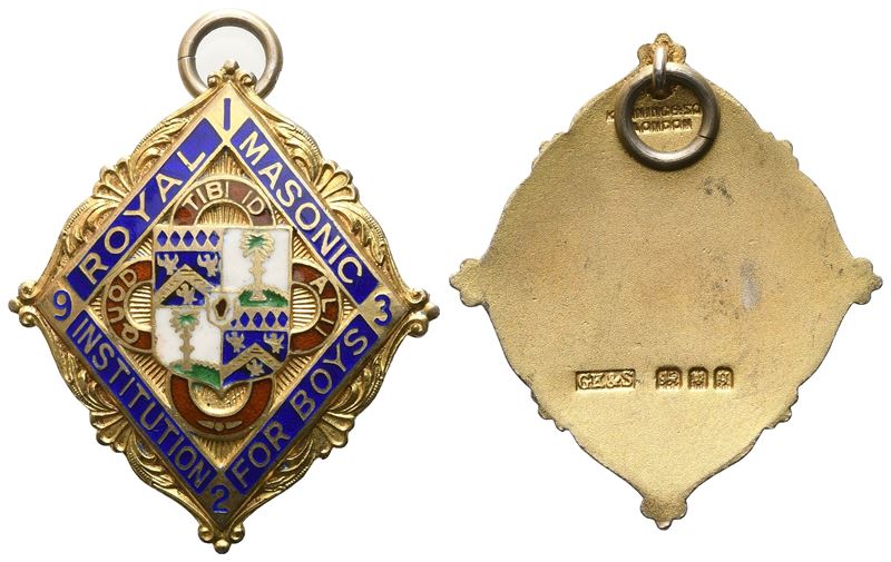 Medaglia Royal Masonic Institution For Boys, "quod Tibi Id Alii", 1923, Ag e Smalti (36,9 X 41,6 ...
