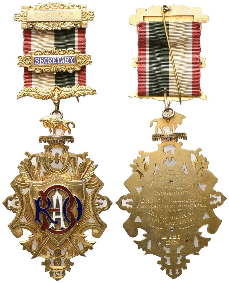 Medaglia "r. A. O. B. - Secretary", 1956, Ag e Smalti (66,5 X 162,5 MM)