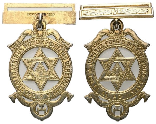 Medaglia SI TALIA JUNGERE POSSIS SIT TIBI SCIRE SATIS - AL AD; Civis Mundi, Cultor Dei - Eyphkamen, We Have Found; "Nil Nisi Clavis Deest", AG Dorato (22,5 mm)