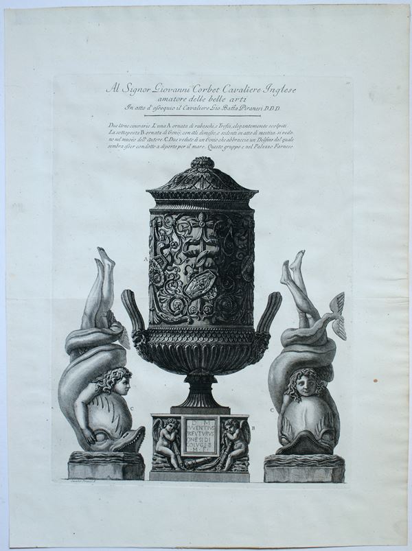 Giovanni Battista Piranesi : Due urne cinerarie  - Asta Stampe antiche e moderne, disegni e carte geografiche - Bertolami Fine Art - Casa d'Aste