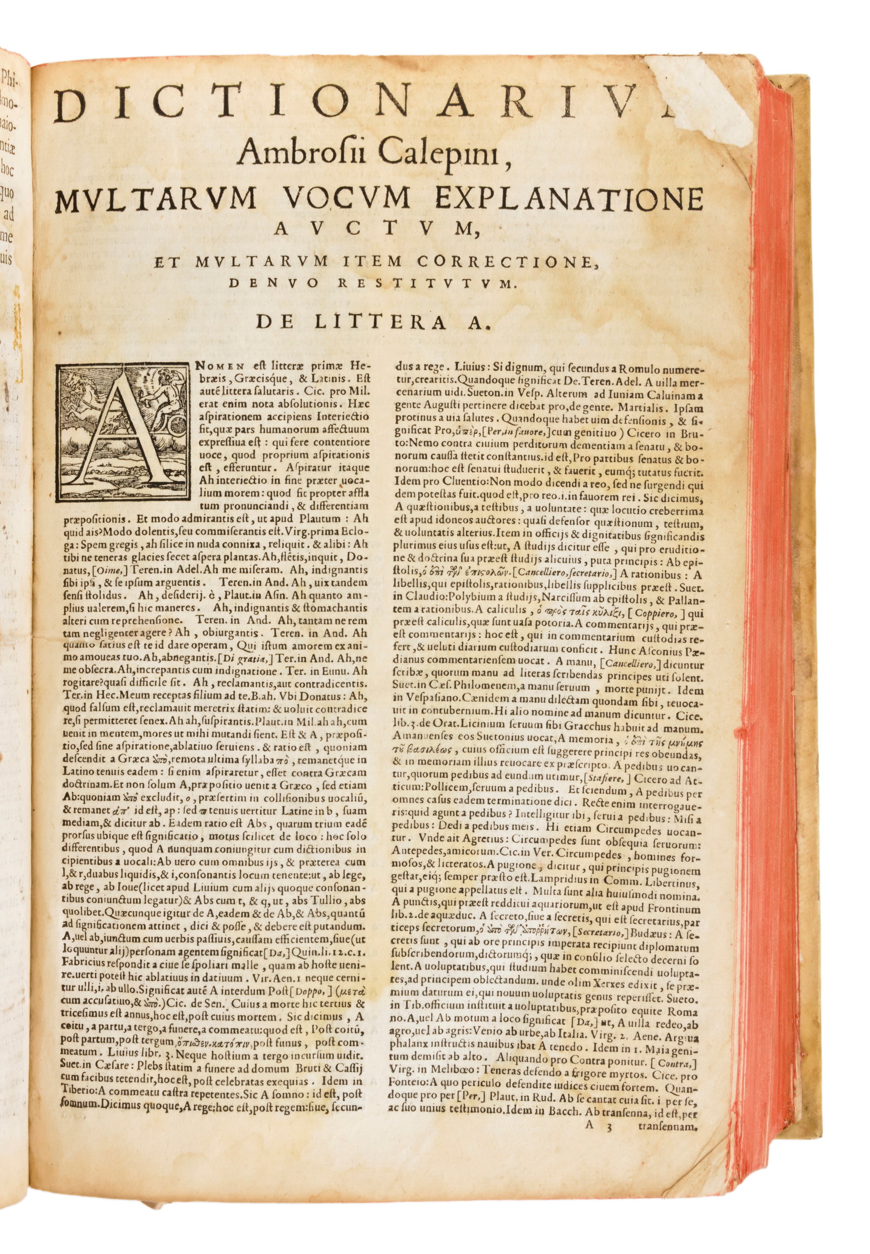 Calepino, Ambrogio : Dictionarium, ... Additamenta Pauli Manutii. & Dittionario di Tutte le Voci ...