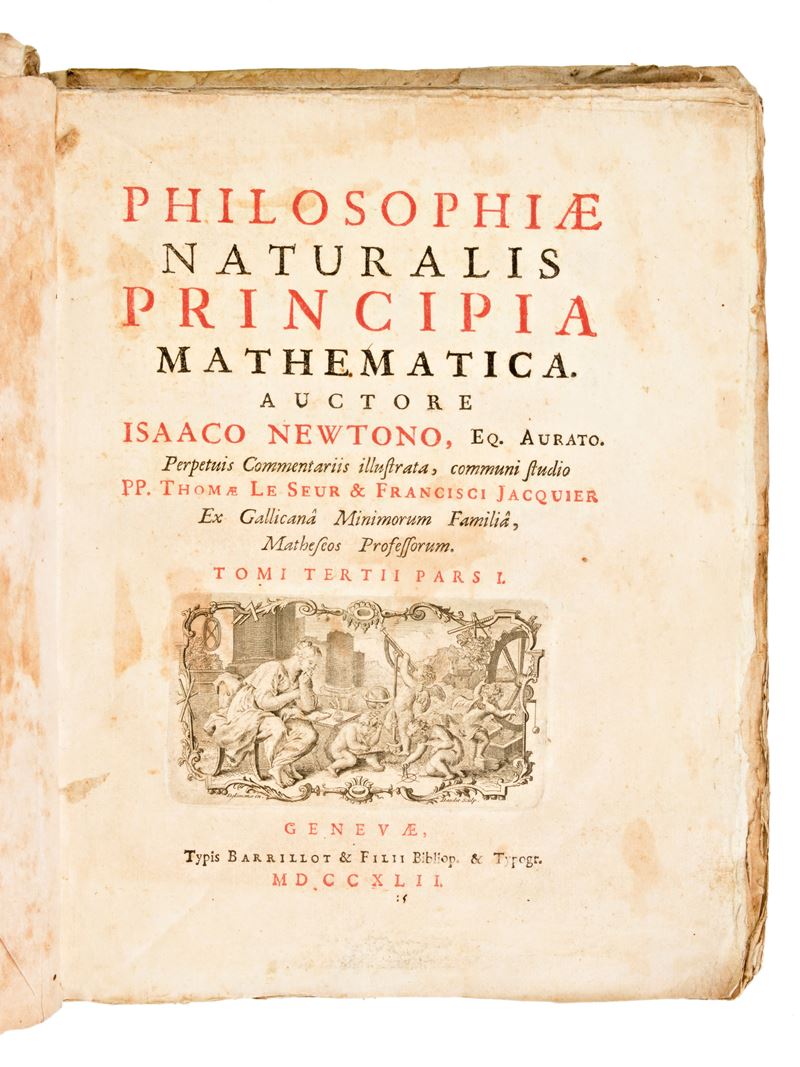 [Matematica] Newton, Isaac : Philosophiae Naturalis Principia Matematica Tomo 3 Pt. 1-2. Genevae ...