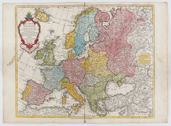 Guillaume de l'Isle (1675-1726) : Carte d'Europe dressée pour l'usage du Roy [sic] sur les itinéraires anciens et modernes et sur les routiers de mer assujettis aux observations astronomiques  (1782)  - Auction Old and Modern Prints, Drawings and Maps - Bertolami Fine Art - Casa d'Aste