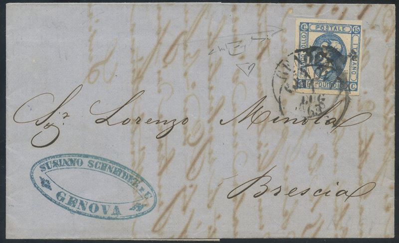Regno - 15 Cent. Litografico con Doppia