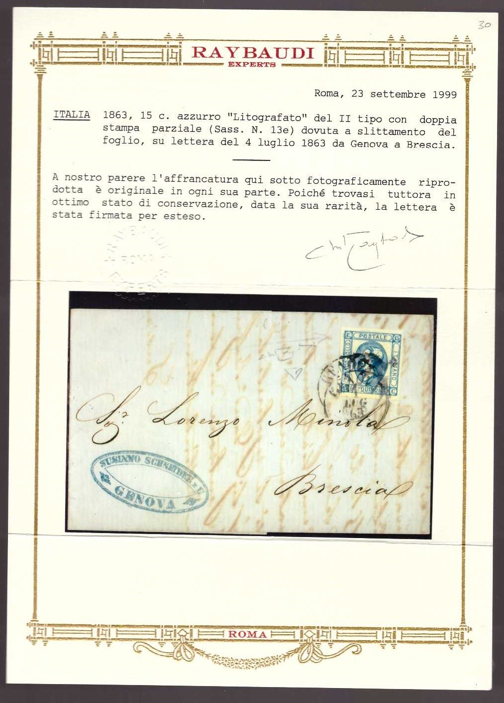 Regno - 15 Cent. Litografico con Doppia