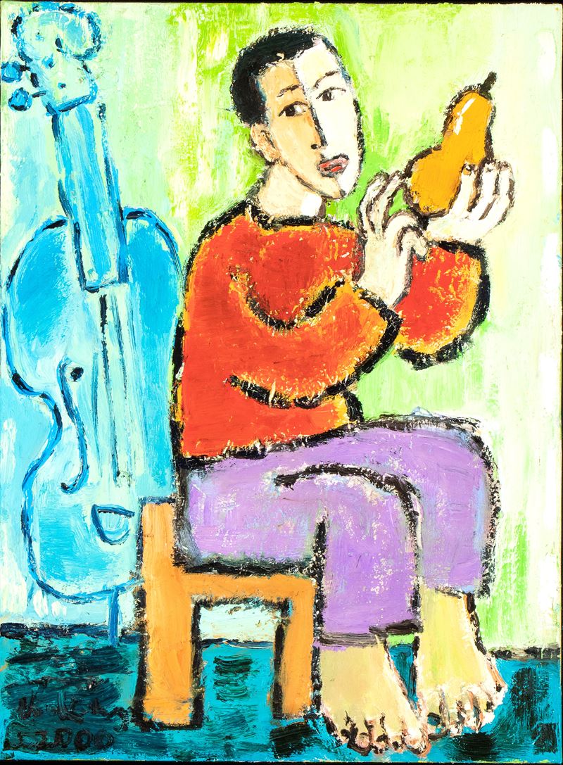 Krzysztof Kokoryn - Ritratto di Ragazzo con Pera e Violino