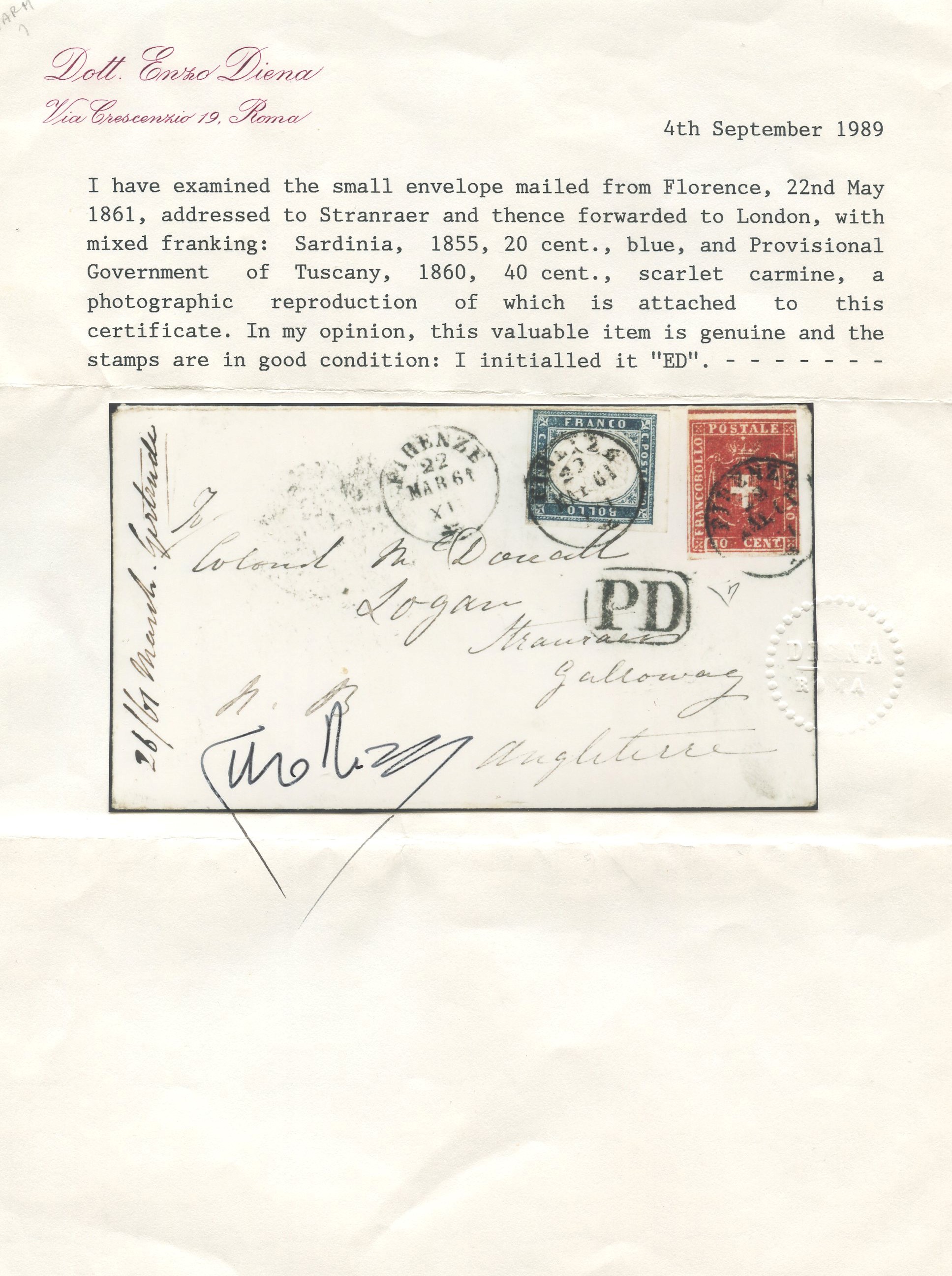 Storia Postale - Mista Toscana/sardegna