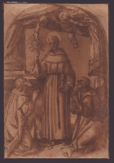 San Bernardino da Siena con Due Figure Inginocchiate