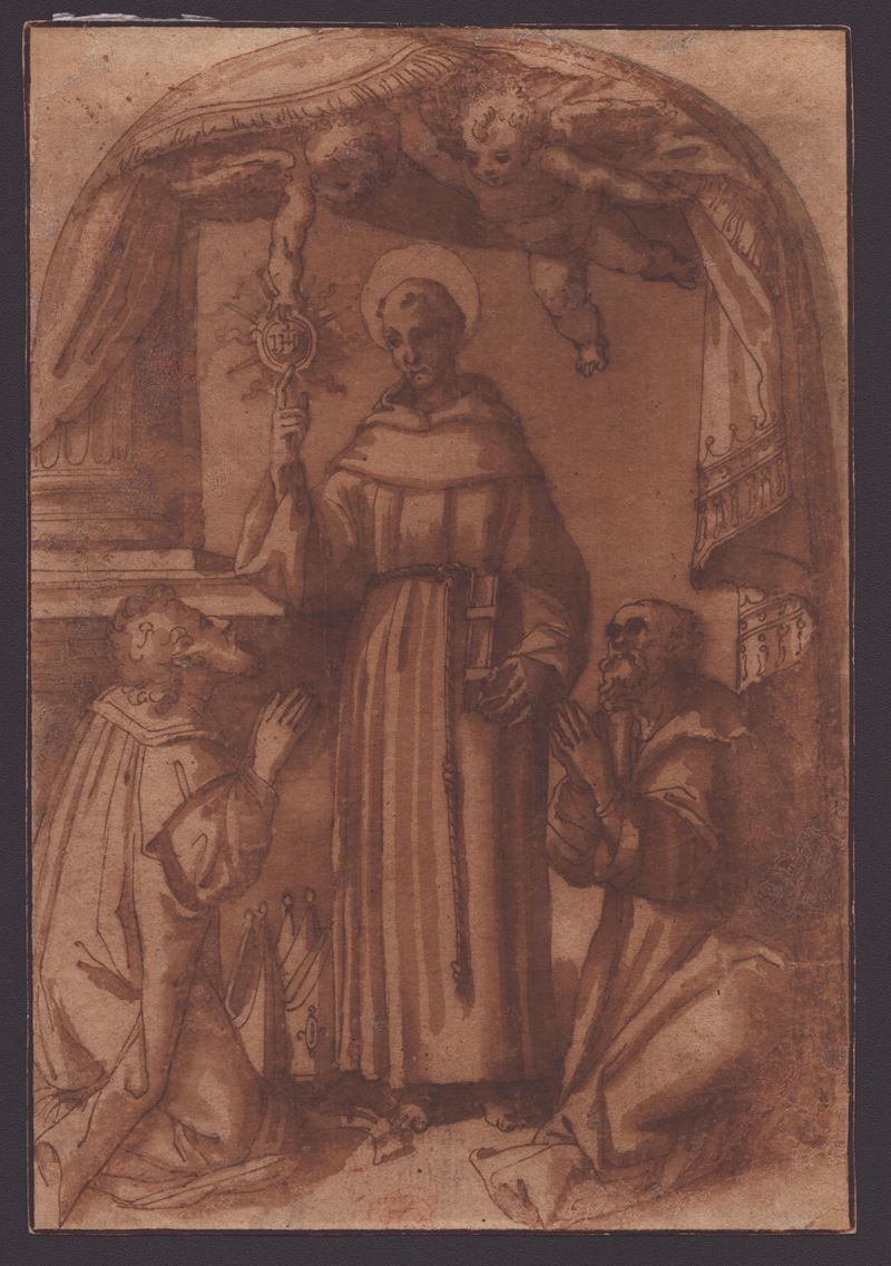 San Bernardino da Siena con Due Figure Inginocchiate