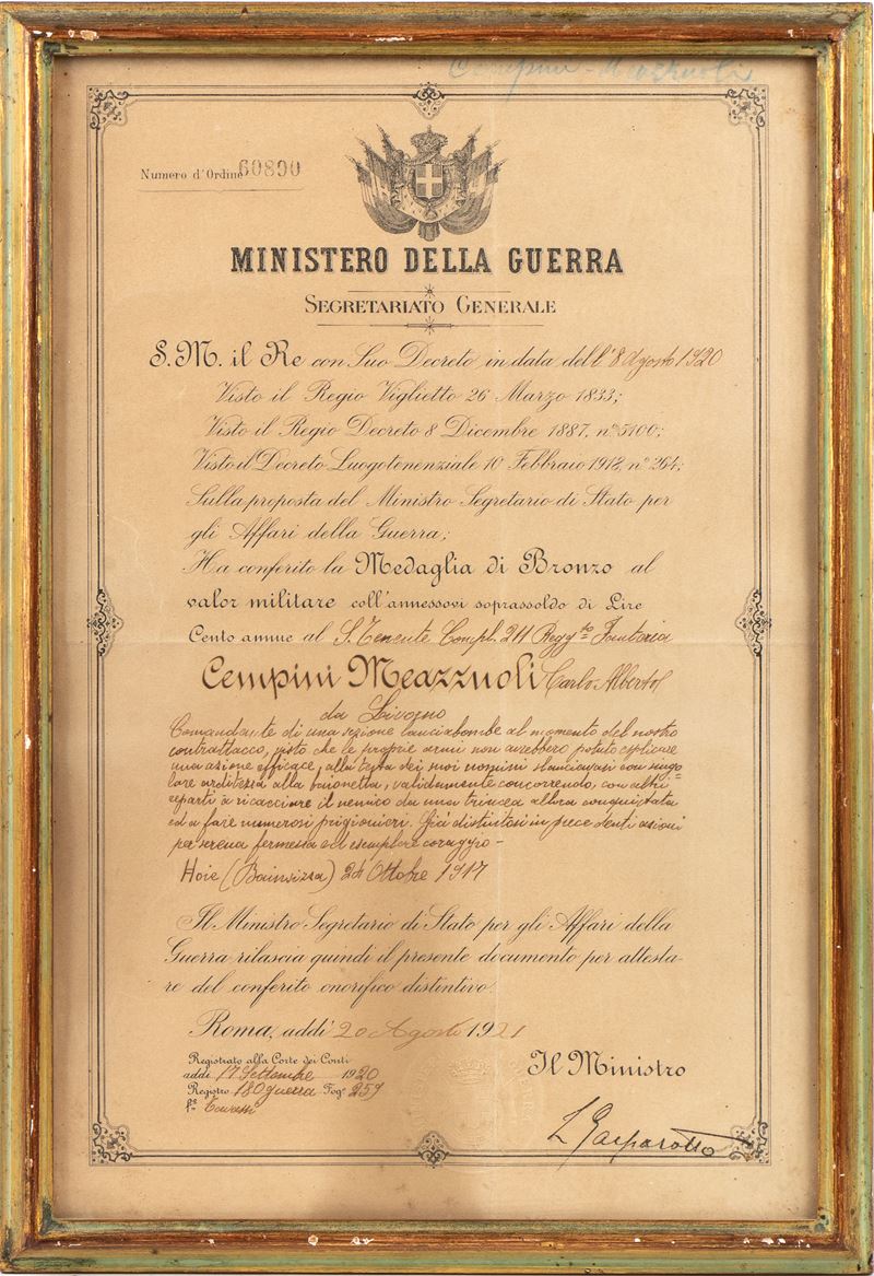 Diploma di Medaglia di Bronzo Vm