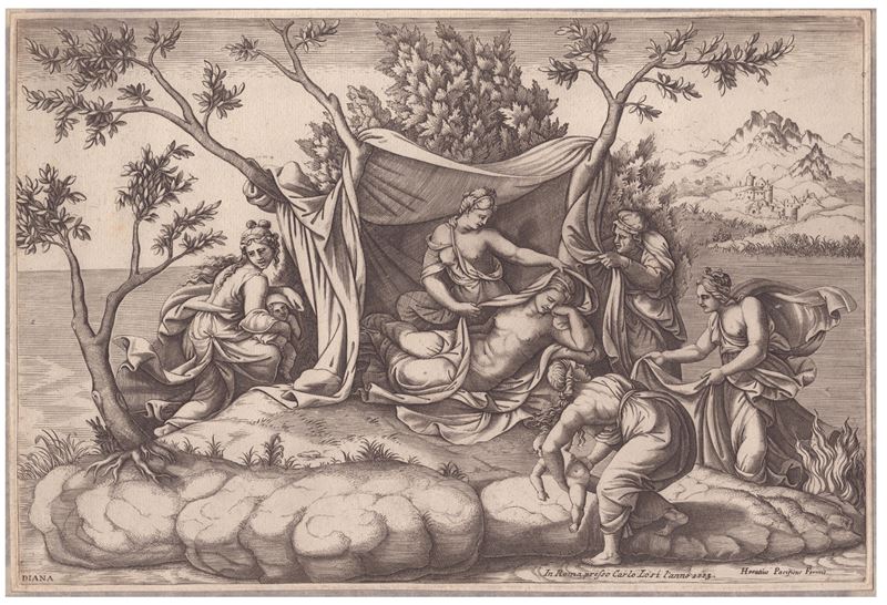 Diana Scultori (diana Mantovana) - Latona che da alla Luce Apollo e Diana Nell’isola di Delo