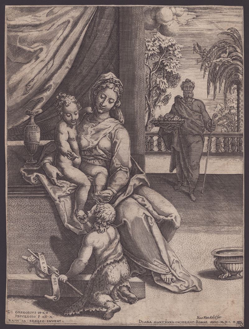 Diana Scultori (diana Mantovana) - Sacra Famiglia con San Giovannino