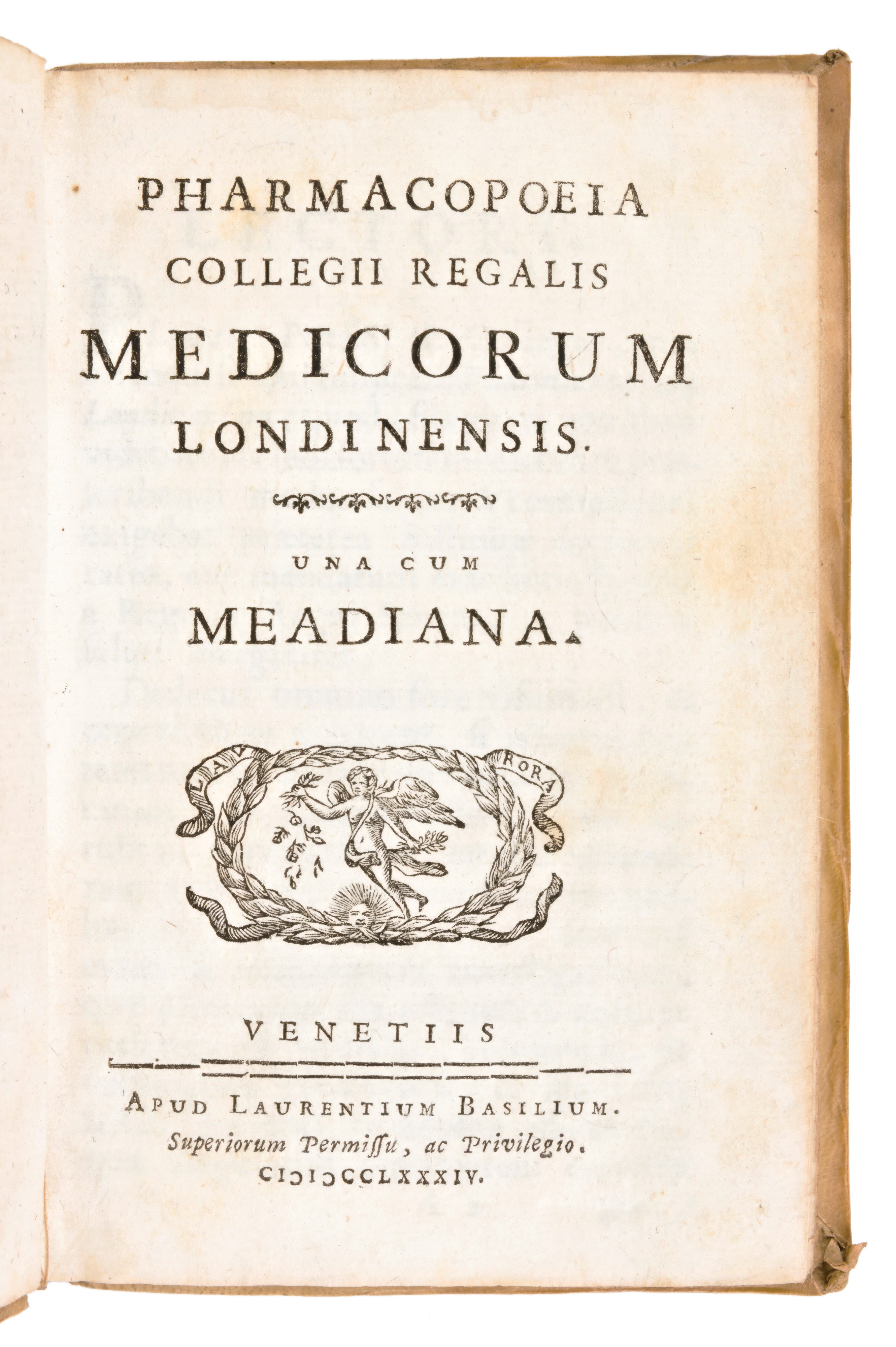 Lotto di 4 opere di medicina e farmacologia. Pharmacopoeia Collegii regalis medicorum Londinensis...