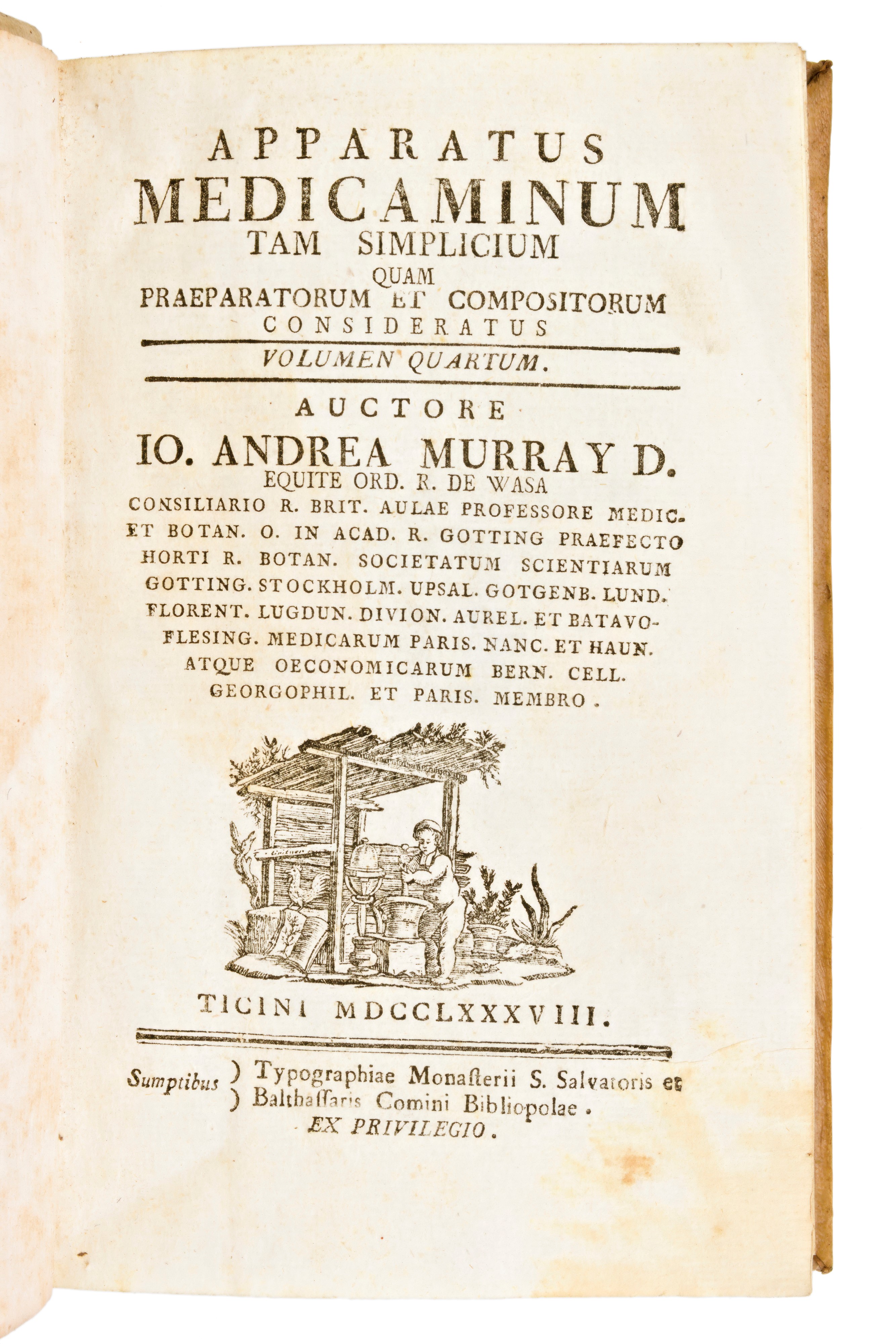 [Medicina/Farmacopea] Murray, Johan Anders : Apparatus medicaminum tam simplicium. Prima edizione...
