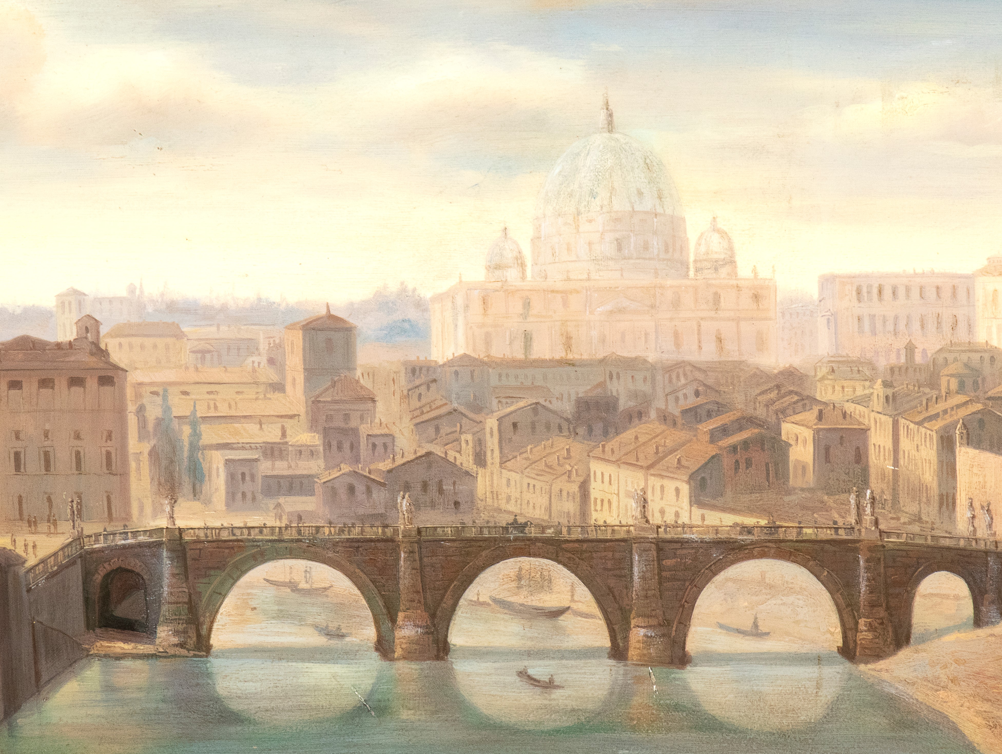 Veduta di Castel Sant'Angelo e di San Pietro dalla riva del Tevere