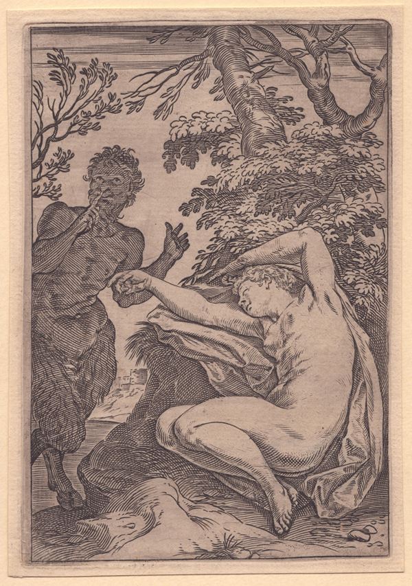 Agostino Carracci - Satyr and a sleeping Nymph