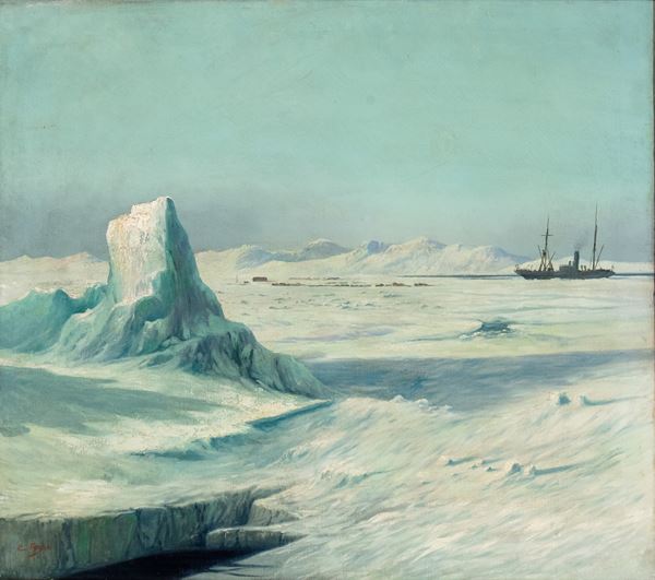 CESARE FERRI - Frozen landscape with icebreaker