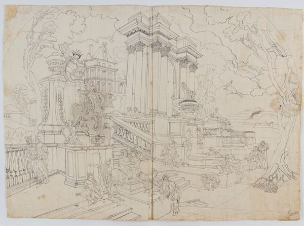 Architectural capriccio with figures 