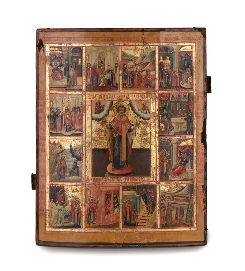 Icona russa, San Nicola taumaturgo, tempera su tavola (XVIII–XIX secolo)
