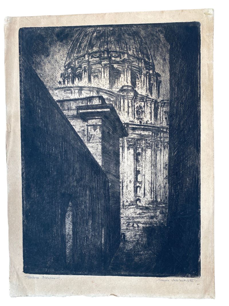 Teodoro Brenson - Scorcio con la Cupola di San Pietro - Roma