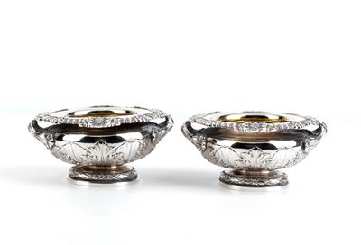 Coppia di saliere William IV inglesi in argento 925, Londra 1835