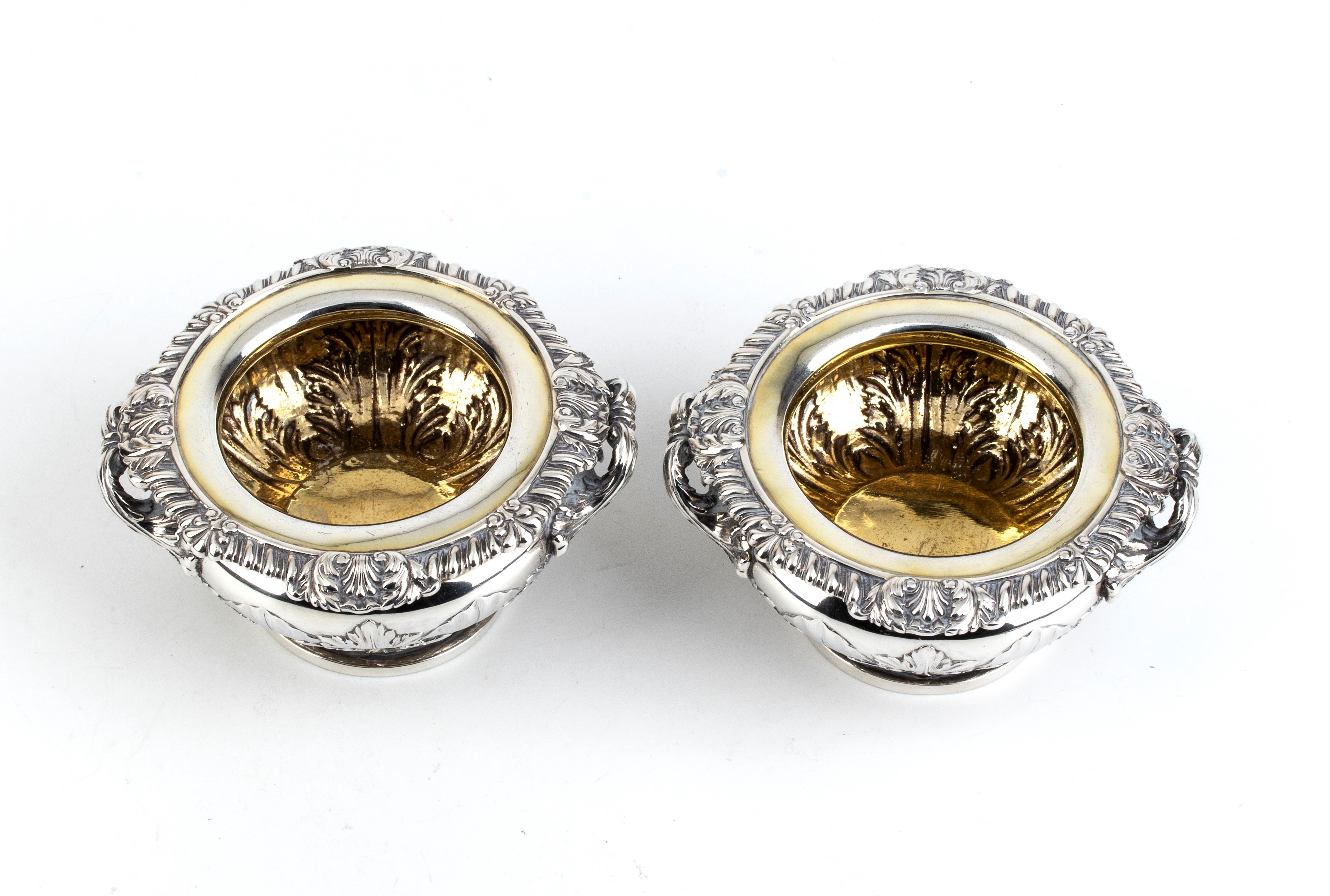 John Tapley - Coppia di saliere William IV inglesi in argento 925, Londra 1835
