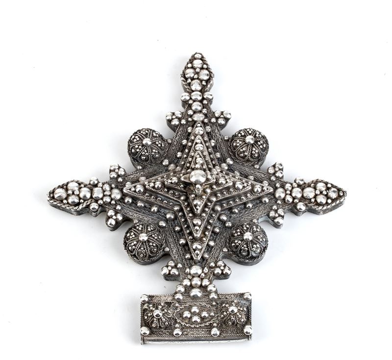 Croce copta, manufatto in argento, XIX-XX secolo