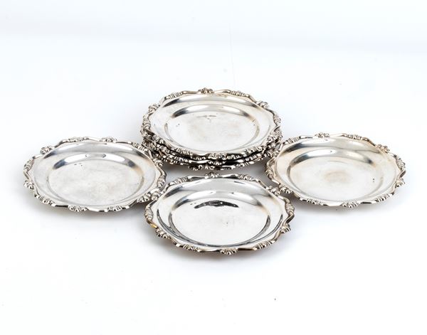 CASTAUDI &amp; GAUTERO di EMANUELLI &amp; PASTORE - Set of 8 Italian solid silver wine coasters