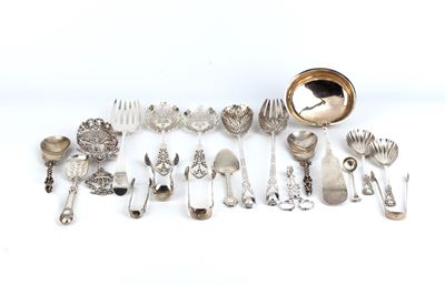 Gruppo di 14 posate continentali in argento 925‰, XVIII–XX secolo