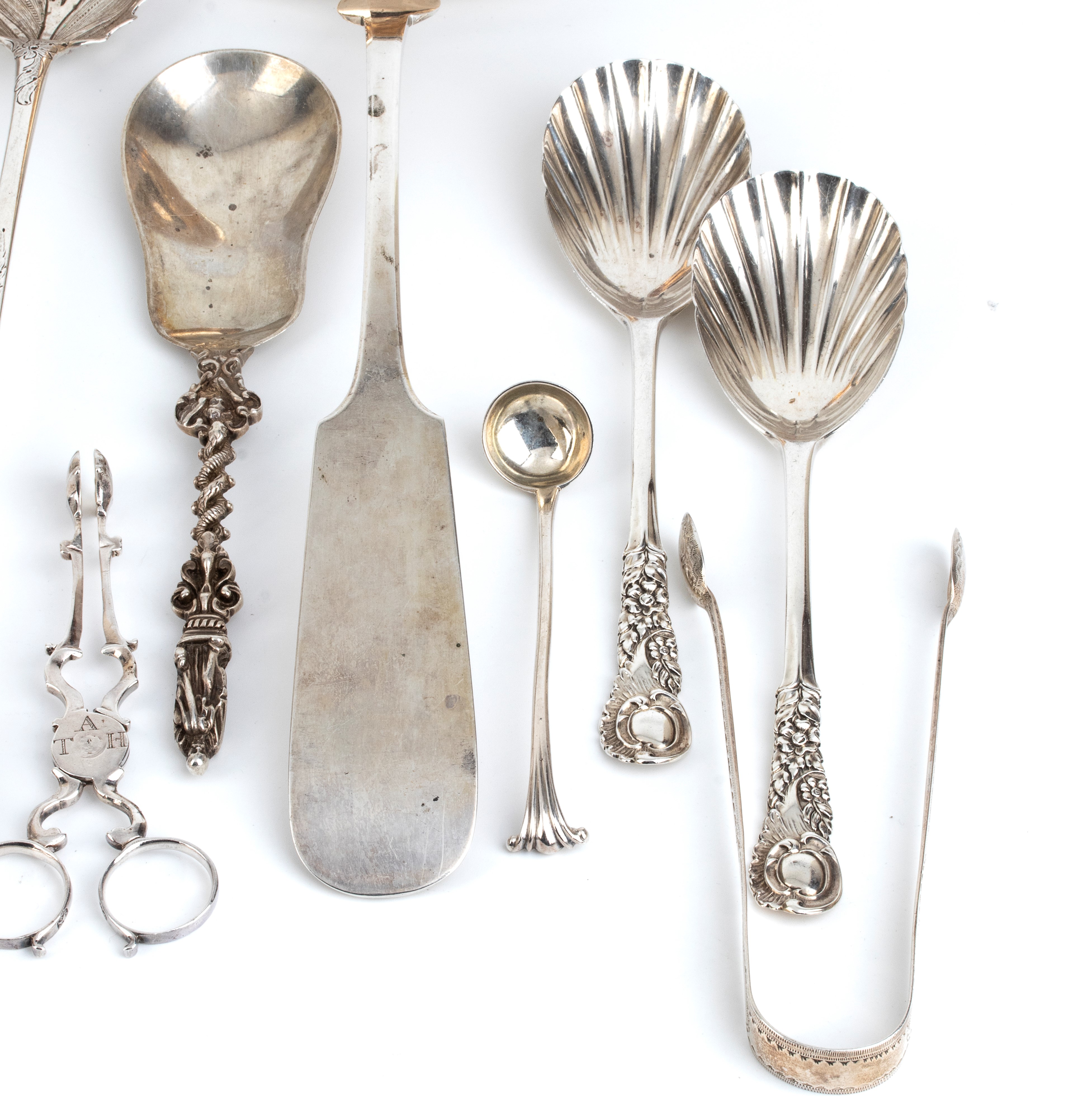 Gruppo di 14 posate continentali in argento 925‰, XVIII–XX secolo