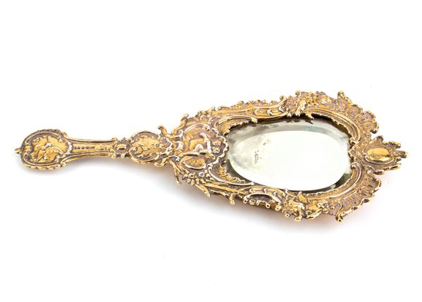 Sterling silver English Victorian hand mirror