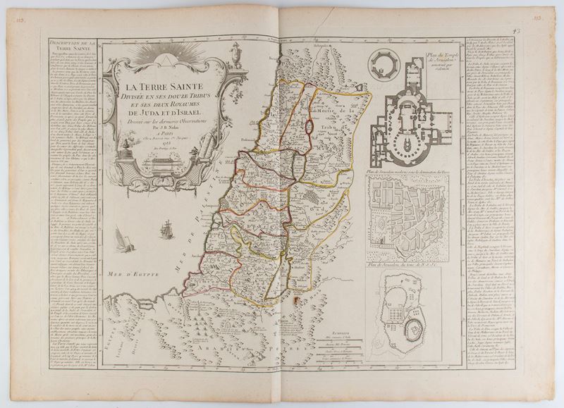 La Terre Sainte divisée en ses douze tribus et ses deux royaumes de Juda et d'Israël