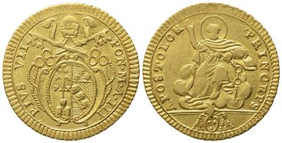 Stato Pontificio. Roma. Pio VII (1800-1823). Doppia, Anno III. Au (5,42 G; 23 MM)