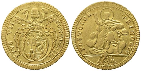 STATO PONTIFICIO. Roma. Pio VII (1800-1823). Doppia, anno III. Au (5,42 g; 23 mm)