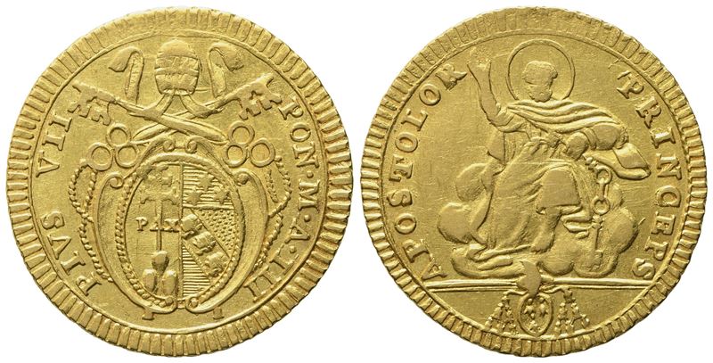 Stato Pontificio. Roma. Pio VII (1800-1823). Doppia, Anno III. Au (5,42 G; 23 MM)